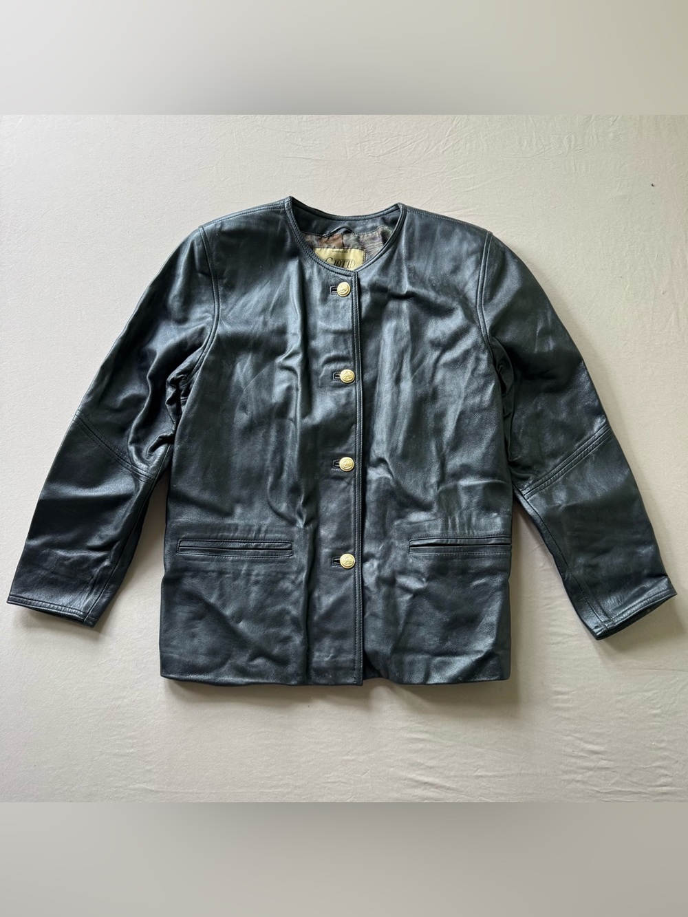 Vintage Giotti Crewneck Leather Jacket